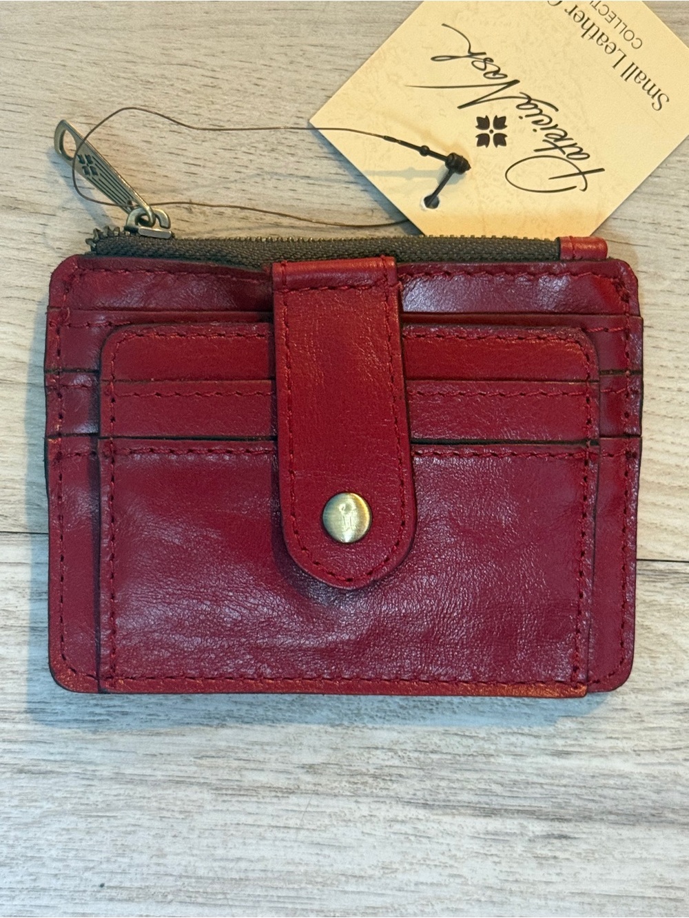Patricia Nash Red Leather Card Wallet with Snap Closure